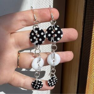 Handmade Sliver plated 2000s inspired polkadot button earrings